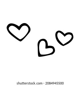 Valentine's Day love heart doodle vector illustrations black and white hand drawn