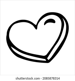 Valentine's Day love heart doodle vector illustrations black and white hand drawn