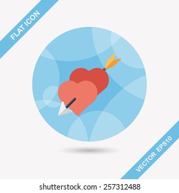 Valentine's Day love heart flat icon with long shadow,eps10