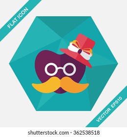 Valentine's Day love heart flat icon with long shadow,eps10