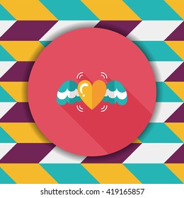 Valentine's Day love heart flat icon with long shadow,eps10