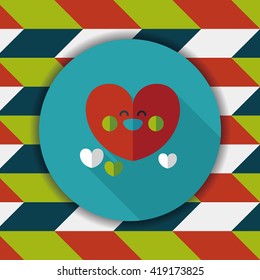 Valentine's Day love heart flat icon with long shadow,eps10