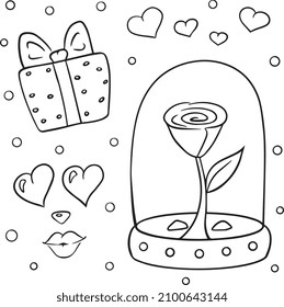 Valentine's Day, Valentine's day, love, heart, rose in a flask, rose, flask, gift