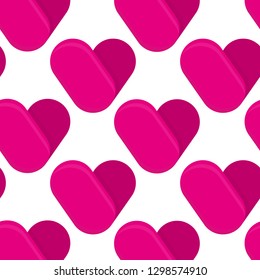 Valentines day, love, heart seamless pattern. Vector in flat style