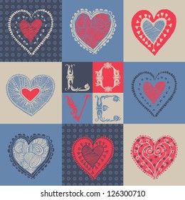 Valentine's Day Love & Hearts Background.Vector Illustration