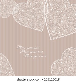 Valentine's Day Love & Hearts card with lace hearts