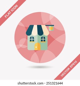 Valentine's Day love house flat icon with long shadow,eps10