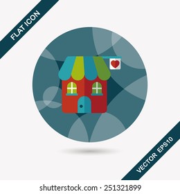 Valentine's Day love house flat icon with long shadow,eps10