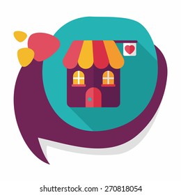 Valentine's Day love house flat icon with long shadow,eps10