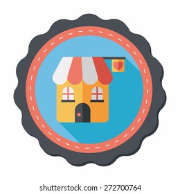 Valentine's Day love house flat icon with long shadow,eps10