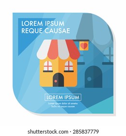 Valentine's Day love house flat icon with long shadow,eps10