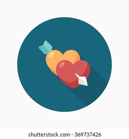 Valentine's Day love icon , Vector flat long shadow design.Fall in love