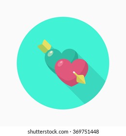 Valentine's Day love icon , Vector flat long shadow design.Fall in love