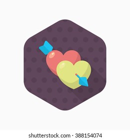 Valentine's Day love icon , Vector flat long shadow design.Fall in love