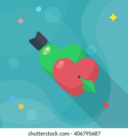 Valentine's Day love icon , Vector flat long shadow design.Fall in love