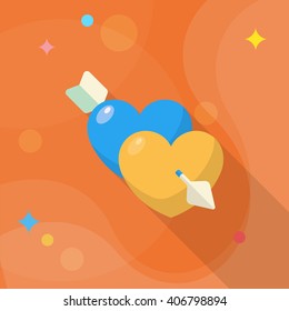 Valentine's Day love icon , Vector flat long shadow design.Fall in love