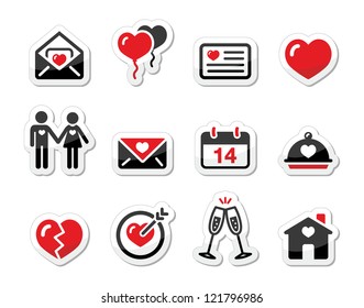 Valentines Day love icons set as labels