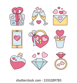 Valentine's day love icons vector
