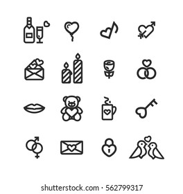 Valentines Day love Icons.flat design infographics.vector black clean simple