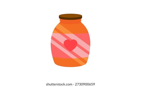 Valentine's day love jar vector illustration with heart symbol on pink background.