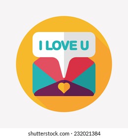 Valentine's day love letter flat icon with long shadow,eps10