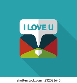 Valentine's day love letter flat icon with long shadow,eps10