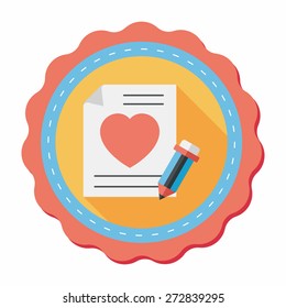 Valentine's day love letter flat icon with long shadow,eps10