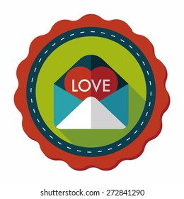 Valentine's day love letter flat icon with long shadow,eps10