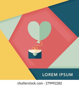 Valentine's day love letter flat icon with long shadow,eps10