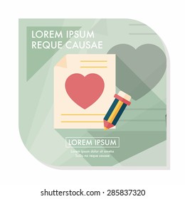 Valentine's day love letter flat icon with long shadow,eps10