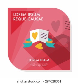 Valentine's day love letter flat icon with long shadow,eps10