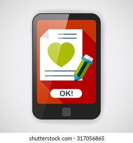 Valentine's day love letter flat icon with long shadow,eps10