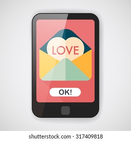 Valentine's day love letter flat icon with long shadow,eps10
