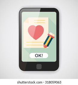 Valentine's day love letter flat icon with long shadow,eps10