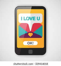 Valentine's day love letter flat icon with long shadow,eps10