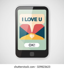 Valentine's day love letter flat icon with long shadow,eps10