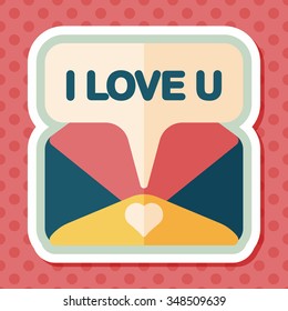Valentine's day love letter flat icon with long shadow,eps10