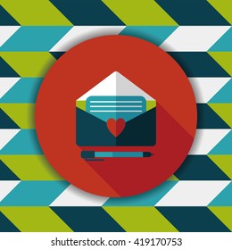 Valentine's day love letter flat icon with long shadow,eps10