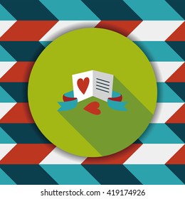 Valentine's day love letter flat icon with long shadow,eps10
