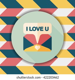 Valentine's day love letter flat icon with long shadow,eps10