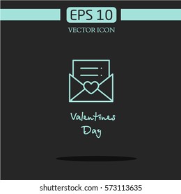 Valentine's Day. love letter  icon vector. logo design.graphic image.simple icon for web