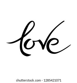 Valentines day love lettering. Hand drawn love word. Typography invitation.