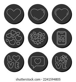 Valentines day and love line universal icon set. Ui ux element sign.