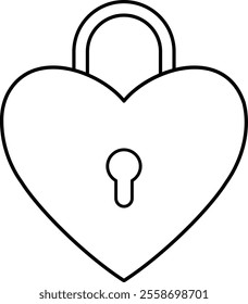 Valentine's day love lock outline.
heart shaped lock black line.
Transparent background.

