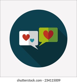 Valentine's Day love message phone flat icon with long shadow,eps10 