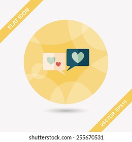 Valentine's Day love message phone flat icon with long shadow,eps10