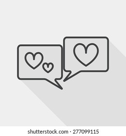Valentine's Day love message phone flat icon with long shadow,ep, line icon