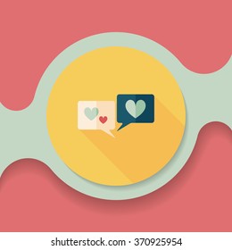 Valentine's Day love message phone flat icon with long shadow,eps10