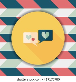 Valentine's Day love message phone flat icon with long shadow,eps10
