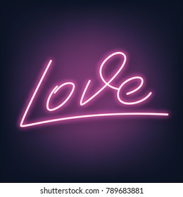 Valentinstag. Liebes Neonskripten-Schriftzeichen. Valentinstag Neonzeichen.